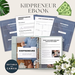 Kidpreneur-Ebook | Business & Geld-Leitfaden für Kids | Digitales Arbeitsbuch für Unternehmer | Englisch für Kinder | Druckbares Canva PDF