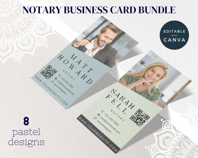 Notary Textable Digital Business Card Bundle, Notary Marketing, Canva