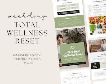 7-Day Total Wellness Reset Template | Editable Canva Wellness Challenge | White Label Lead Magnet for Coaches | Health Reset Printable
