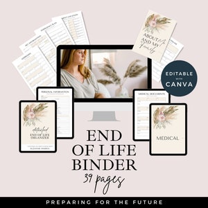 Ende des Lebens-Planer | Medizinische Sammelmappe | Ringbuch | Wichtige Dokumente Organizer | Bearbeitbarer Planer | Notfallplaner-Mappe