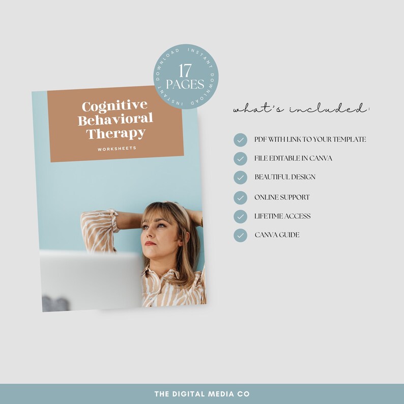 Cognitive Behavioural Therapy Worksheets Printable | Canva CBT Workbook ...