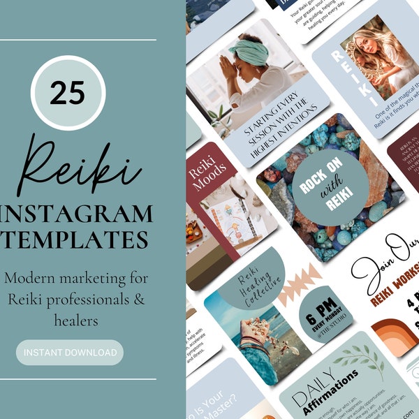 Reiki Instagram Templates, Reiki Social Media Posts, Canva Templates For Reiki Masters and Practitioners, Reiki Marketing