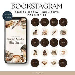 Bookstagram Highlight Covers, Neutral Story Instagram Templates, Minimalist IG Icon, Insta Highlight, Aesthetic Marketing, Boho Social Media