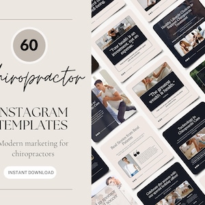 Chiropractor Social Media Posts, Editable Templates, Detailed Content Plan, Instagram and Facebook Marketing for Chiropractors, Marketing