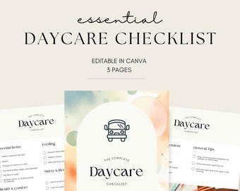 Daycare Checklist | Printable Day Care Check List | Educational Planner | Digital Canva School Sheet | Nursery Childcare To-do Printable