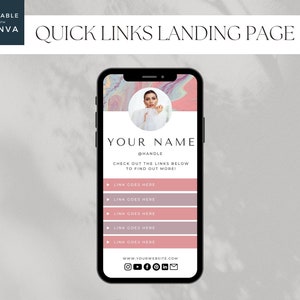 Modello bio Canva, biografia social media della pagina di destinazione, alternativa a Linktree, pagina con collegamenti multipli, biglietto da visita digitale, pagina dei collegamenti rapidi Canva