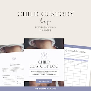 Child Custody Log | Co-Parenting Journal | Custody Planner PDF | Visitation Tracker | Digital Download | Canva Life Template