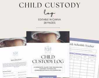 Child Custody Log | Co-Parenting Journal | Custody Planner PDF | Visitation Tracker | Digital Download | Canva Life Template