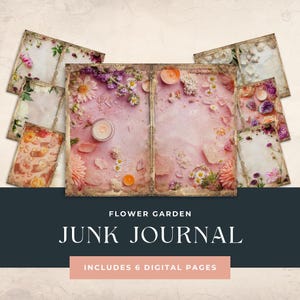 Kit de journal indésirable du jardin fleuri, techniques mixtes, ressource florale pour scrapbooking, téléchargement numérique Bloom, créations en papier, impression vintage