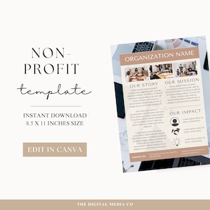 Nonprofit Flyer Template | Single Page Canva Design for Fundraising and Awareness | Canva Pro Template | Marketing Template | Donors Pages