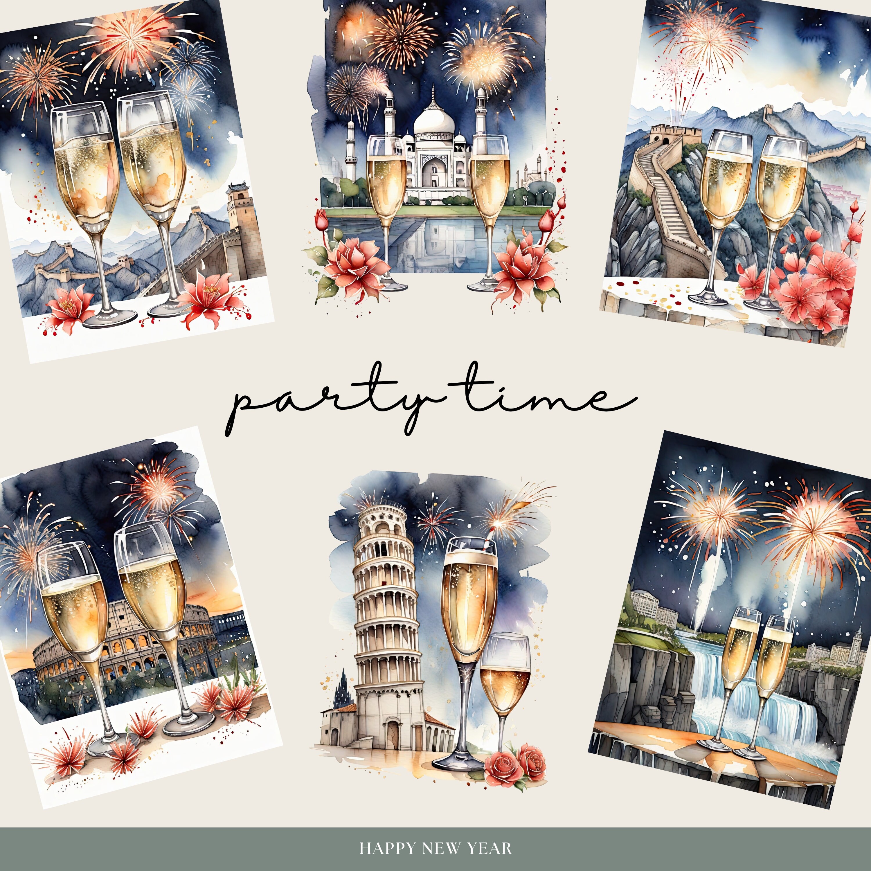 New Years Digital Stickers | Goodnotes World Stickers | International ...