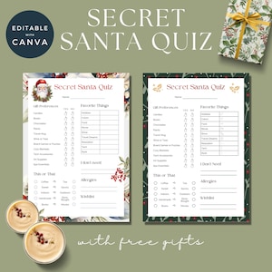 Cuestionario secreto de Papá Noel / Polo Norte imprimible / Lista de deseos navideños / Encuesta de intercambio de regalos de oficina / Ideas de Papá Noel / Lugar de trabajo