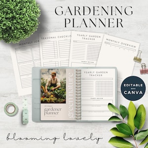 Male Gardener Gift | Plant Binder | Horticulture Journal Printable | Seasonal Sheets | White Label Rights Canva Template | Commercial Rights