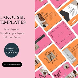 Instagram カルーセル テンプレート | ソーシャル メディア マーケティング | スライド投稿 | Canva モダン Instagram カルーセル | ピンクとオレンジのインスタ投稿