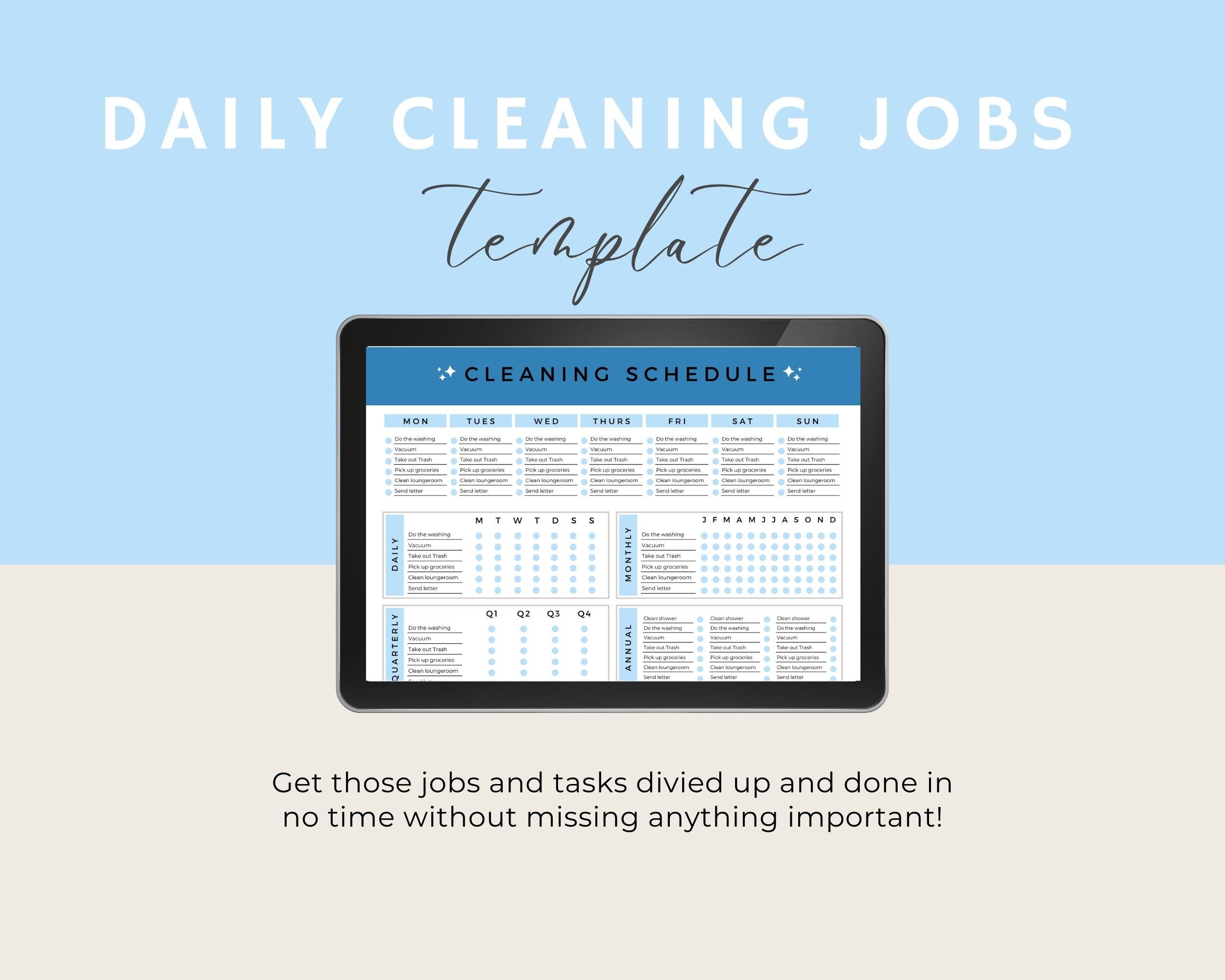 Editable Cleaning Schedule | Printable | Weekly, Monthly, Yearly ...