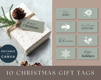 Canva Template Christmas Gift Tag, Christmas Gift Tag Template, Printable Gift Tags Christmas Canvas, Christmas Gift Tags Editable