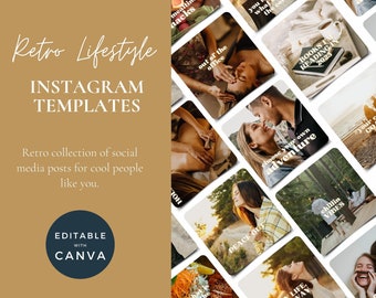Retro Instagram Templates | Quotes | Canva Instagram Posts | Beauty | Instagram Templates Canva | Instagram Post Templates | Logo Font