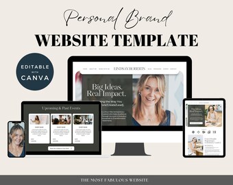 Personal Brand Website, Premium Entrepreneur Website Template, Canva Small Business Site, Editable One Page Website, DIY Freelancer Web Site