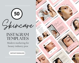 Feminine Esthetician Templates | Natural Instagram Post Templates Canva | Skincare Esthetician Social Media | Pastel Skincare Palette