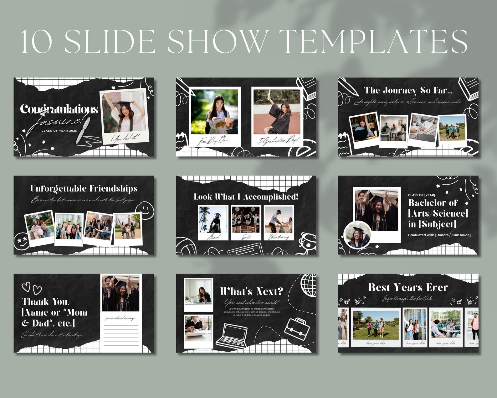 Senior Slideshow Editable Graduation Slide Show, Class of 2025 or 2026 Digital Photo ...