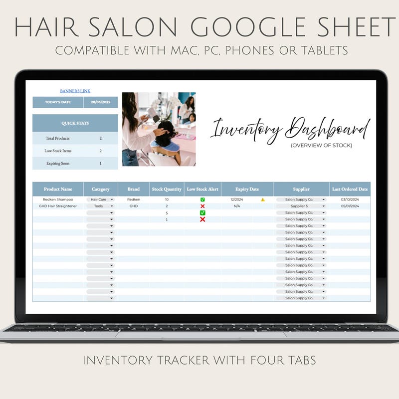 Salon Inventory Spreadsheet - Etsy