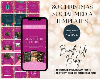 Plantillas de Canva de entrenador navideño, Plantillas de negocios, Plantillas de Canva de Navidad, Plantilla de historia de Instagram de Navidad, Plantillas de Canva rosa