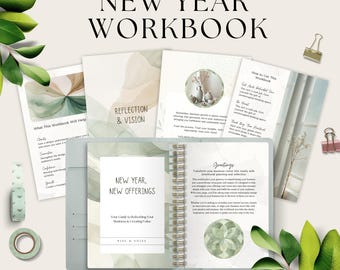 New Year Journal, End of Year Reflections Workbook, 2024 Printable Planner, Gratitude and Goal Setting Work Book, Motivational E-book