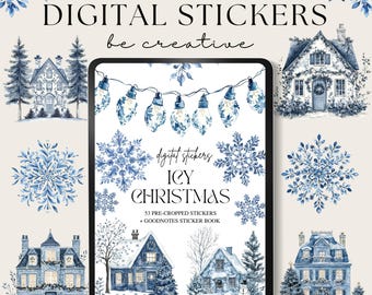 Eisige Weihnachten Digitale Planer Aufkleber | Digitales Stickeralbum | Goodnotes-Aufkleber | Festliche Aufkleber | Goodnotes Planer | Ipad Weihnachten