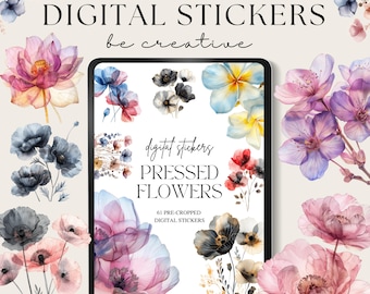 Pressed Flower Digital Stickers, Goodnotes Floral Stickers, Plant Stickers, Goodnotes Planner Collection, Notability Ipad Set, Png Stickers