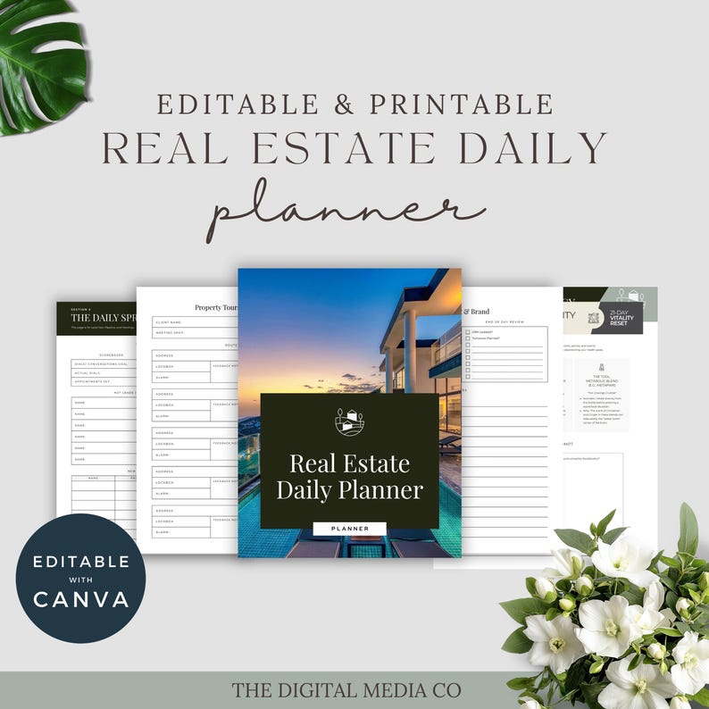 Real Estate Daily Planner Canva Template - Etsy