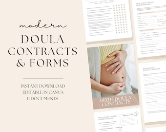Bearbeitbares Geburts-Doula-Formulare und Vertragspaket, Doula-Klienten-Dokumente, Aufnahme neuer Kunden, Doula Business Kit, Aufnahme-Fragebogen
