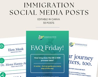 Immigration Social Media Posts, Immigration Agent Social Media Kit, Legal Services Marketing, Canva Templates for Law, Immigrant Instagram
