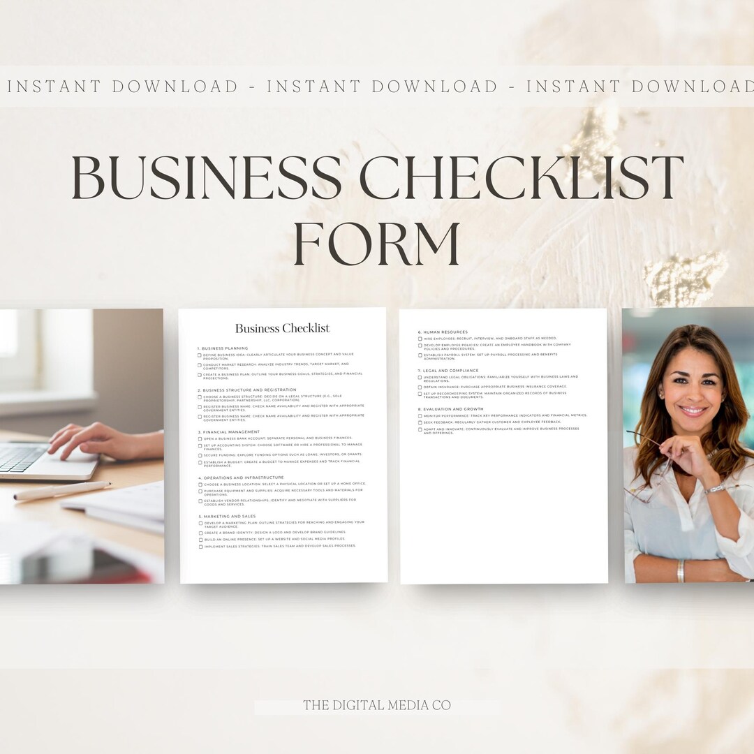 Business Checklist Form, Small Business Check List Template, Editable