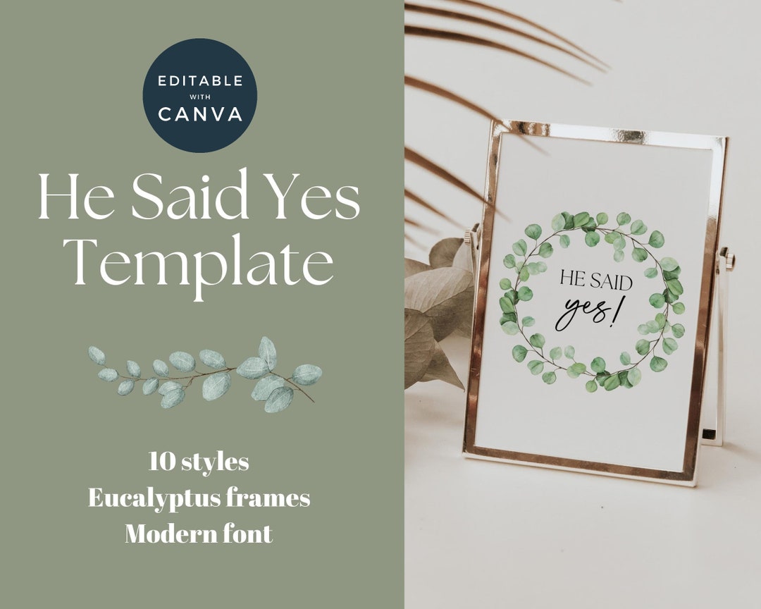 He Said Yes Sign, Printable Engagement Sign Bundle, Just Engaged Sign ...
