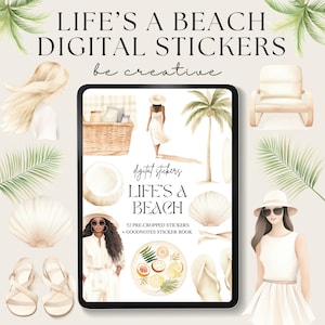 Life&#39;s A Beach Digital Planner Stickers, Digital Sticker Book, Goodnotes Seasonal Stickers, Summer Stickers, Goodnotes Planner, Holiday Pngs