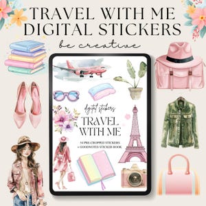 Travel With Me Digital Planner Stickers, Goodnotes Sticker, Luxury Travel Stickers, Tourism Digital Stickers Goodnotes, Notability Resources
