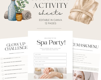 Spa Party Activity Sheets Template Editable In Canva