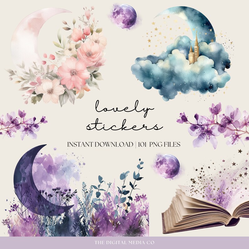 Magic Moon Digital Planner Stickers, Goodnotes Celestial Stickers, Png ...
