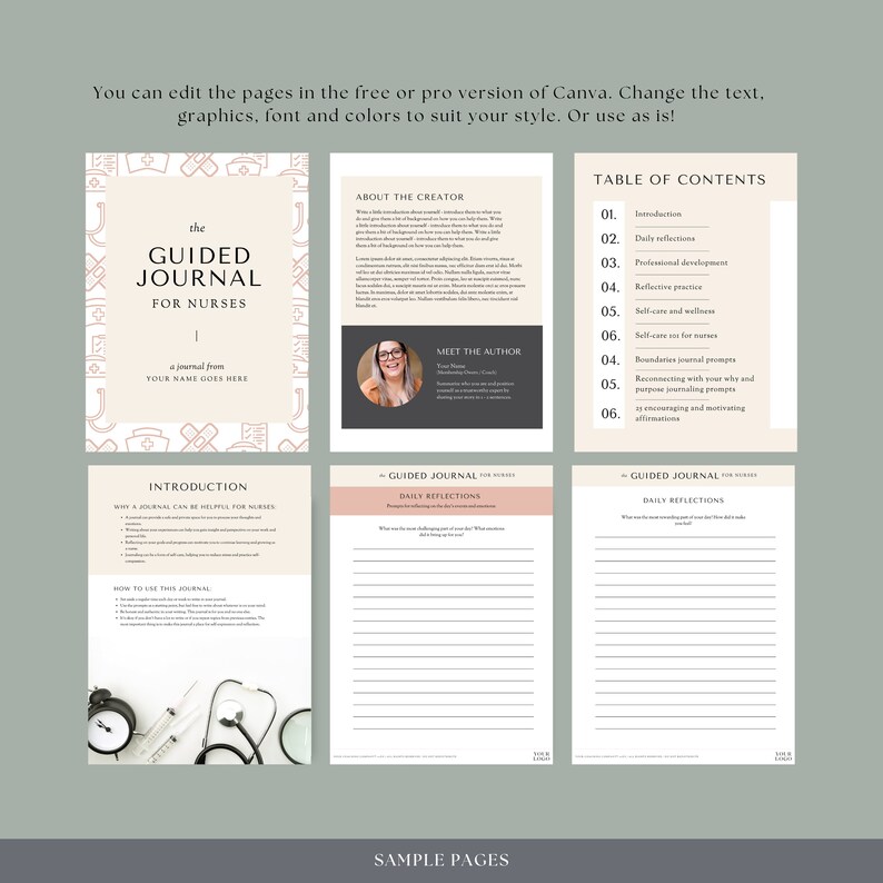 Nursing Journal, Canva Digital Nurse Planner, Editable Nurses ...