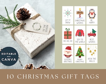 Canva Template Christmas Gift Tag, Christmas Gift Tag Template, Printable Gift Tags Christmas Canvas, Christmas Gift Tags Editable