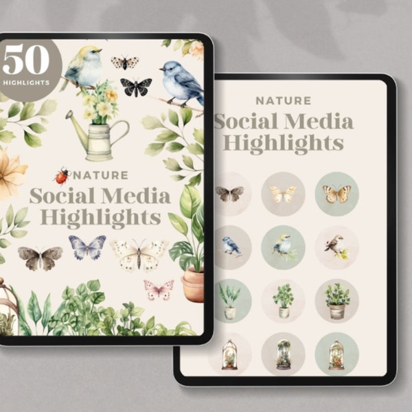 Nature Instagram Highlight Covers, Bird Story IG Highlight Template, Instagram Bundle, Minimalist IG Story Icons, Plant Insta Highlight