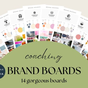 Coaching Brand Board Bundle, Canva Logo Pack, Canva Brand Board For Small Businesses, Logo Design and Branding Kit, Vision Branding Boards