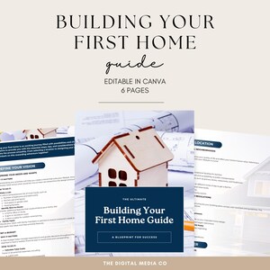 Building Your First Home Guide Printable – 6 Page New Homeowner Checklist, Construction Planner, House Building Organizer PDF