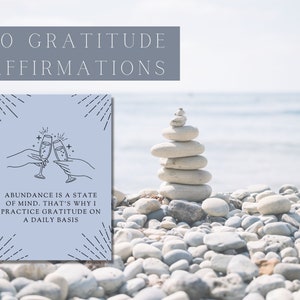 Affirmation Cards Template Canva, Affirmation Station, Printable Affirmation Cards, Printable Sea Blue Gratitude Affirmation Cards