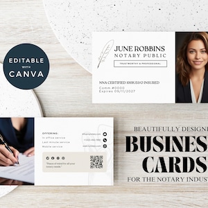 Professional Notary Business Card Template, Luxury Notary Public Download, Printable Biz Card Canva Template, Loan Signing Agent Marketing