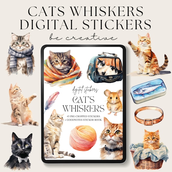 猫のひげステッカー（Goodnotesステッカーブック付き） - Etsy 日本