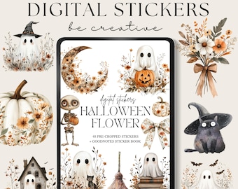Halloween Flowers Digital Stickers, Goodnotes Celestial Stickers, Png Witchy Woo Planner Stickers, Fantasy Stickers, Mystic Decorations