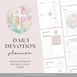 Sermon Notes | Daily Prayer Journal | Undated Planner | Daily Devotional Printable | Daily Devotional Planner | Canva Religious Planner