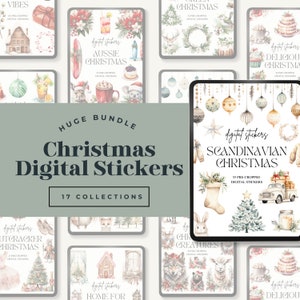Christmas Digital Planner Stickers, Massive Bundle of Xmas Stickers, Goodnotes Stickers, Festive Scrapbooking Embellishments, Notability PNG