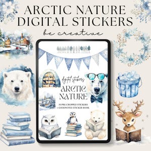 Arctic Nature Winter Digital Planner Stickers | Digital Sticker Set | Goodnotes Stickers | Animal Stickers | Goodnotes Planner | Notability
